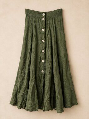 Vintage Jean Paul Olive Green Button down maxi skirt Sz 6